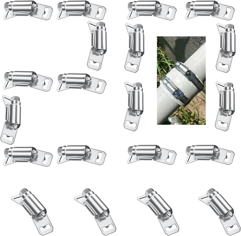 WSWECCL 20 pack,Hose Clamp Fasteners only(no strap),DIY 304 Stainless Steel Adjustable Pipe Worm Clamp Fasteners for Air Duct Clamps,Exhaust Wrap Clamps,Water Pipe,Pole Mount and Metal Strapping - Image 1